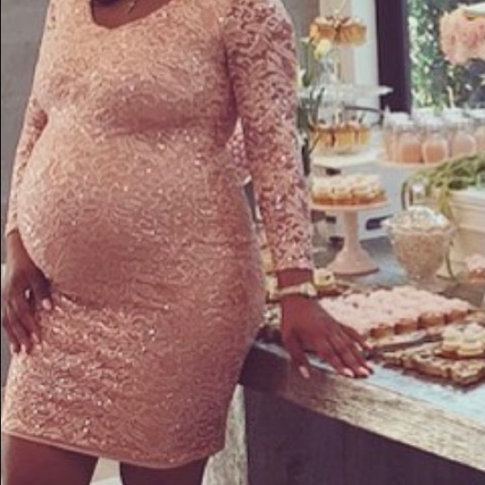 Mid Length Sequins Pastel Pink Dress